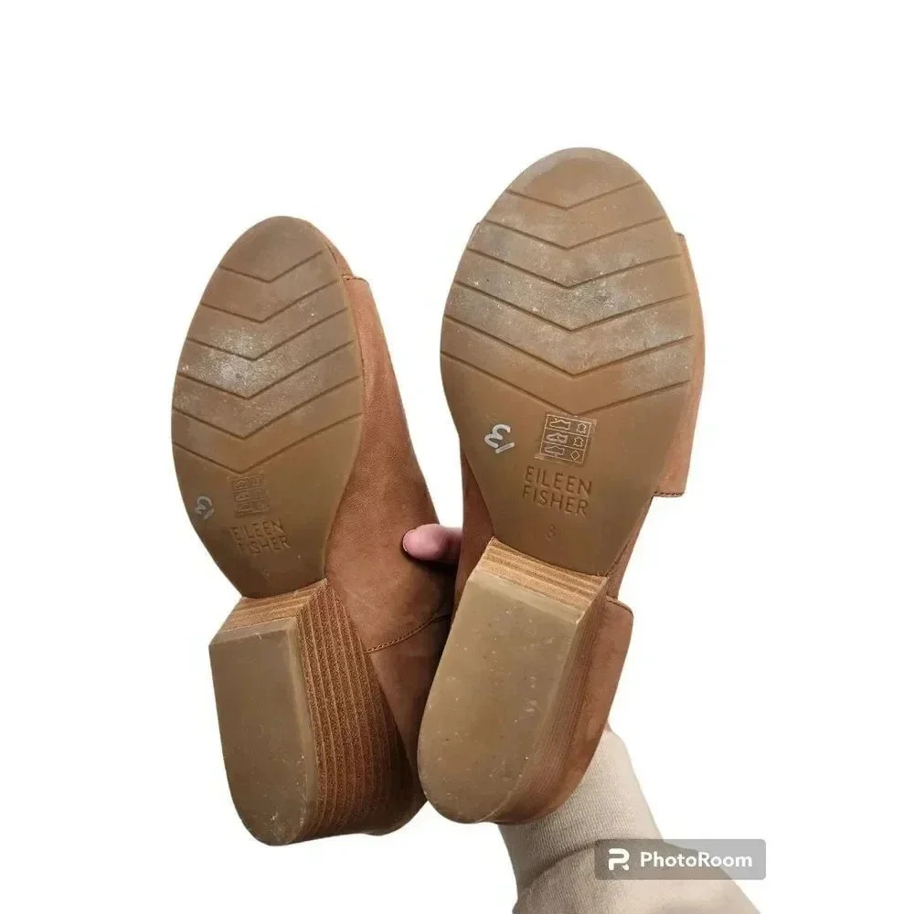 Eileen Fisher Fig Nubuck Open Size Shoes Cognac Brown Size 8 - Picture 7 of 7